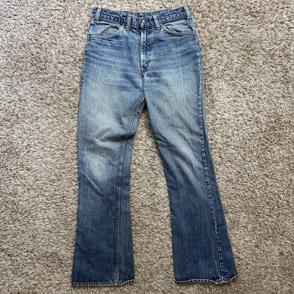 Vintage Levi’s 70’s Orange Tab 646 Bell Bottom Flare Blue Denim Jeans Size 30x32